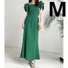 RESEXXY バックリボンワンピ緑 マーメイド 細見え効果 大人女子 デート服