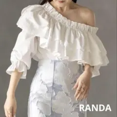RANDA ランダ 2WAYフリルブラウス オフショルダー リボン付き 長袖