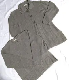 【未使用品】アンサンブル　ニット　カーディガン　ラメ入り　グレー　サイズＭ～Ｌ