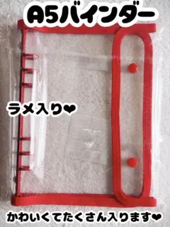 【ボタン傷あり】シール帳　トレカ　クリアラメ　バインダー A5 リフィルなし　赤