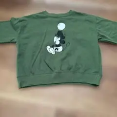 ミッキーマウス プリント トレーナー オリーブグリーン