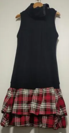 olive des olive ワンピース 黒と赤のフレアチェック