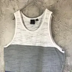 A4270古着　タンクトップ　ボーダー　ノースリーブ　カットオフ　90s Y2K