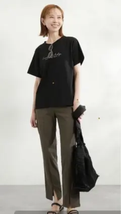 ロペピクニック スリット入りカジュアルパンツ カーキS