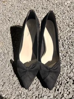 新品 Öffen offen ブラックリボンポインテッドトゥ オッフェン38