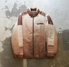 激レア　80's ナイロン　ジャケット　ライダース　ブラウン ヴィンテージ　古着