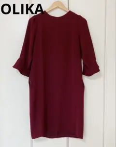 OLIKA オケージョン フォーマル ワンピース ワインレッド フリル