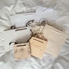 [未使用品] ショッパー　紙袋　まとめ売り　ホワイト/ベージュ系10枚セット