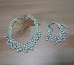 【イミテーション】パール ネックレス ブレスレット ２点セット