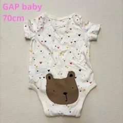 【70】GAP アイボリー半そでロンパース 6-12ヶ月