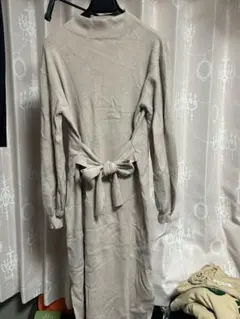 ノーブランド ニットワンピース ピンクベージュ