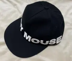 ミッキーマウス　刺繍ロゴ　帽子　キャップ　ユニセックス　黒　ブラック