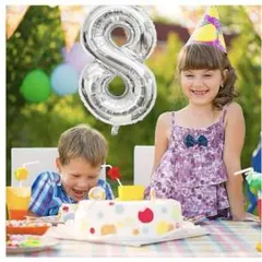 8 40インチ 数字バルーン シルバー 誕生日風船 数字