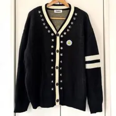 THICC ダイジー刺繍 カーディガン 黒　星　スタッツ