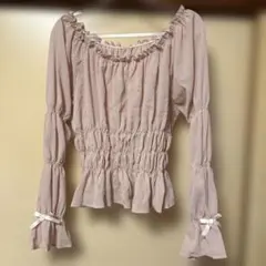 タグ付き 夢展望 長袖 シフォンブラウス 大きいサイズのサムネイル