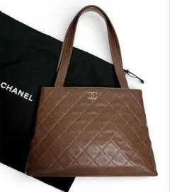 【極美品】シャネル マトラッセ ココマーク マットキャビアスキン トートバッグ