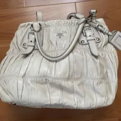 PRADA ギャザー 2way ハンドバッグ ショルダー ナッパレザー