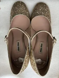 MIU MIU ゴールド グリッターハイヒール