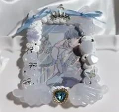 【匿名配送】トレカデコ ホイップ 猫耳 ハートリボン ベビーブルー×ホワイト