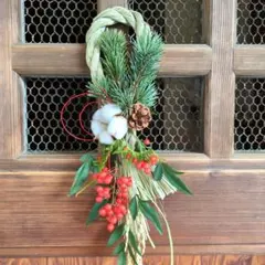 ハンドメイド　しめ縄　ナチュラルしめ縄　お正月リース　南天