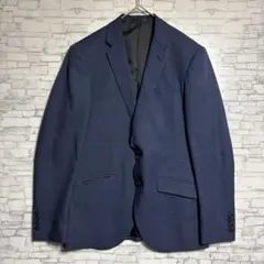 ネイビー チェック柄 ビジネスジャケット メンズ　美品　フォーマル　アウター