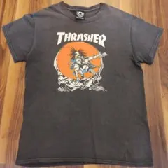 ポ*ス様 Thrasher pusheadデザインスケート髭魔人プリント墨黒フェ