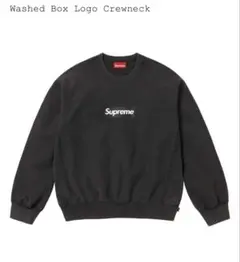 Supreme Washed Box Logo Crewneck ブラック　L
