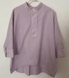トラディショナル　ウェザーウェアー　ピンク　ストライプ　7分袖　シャツ　ブラウス