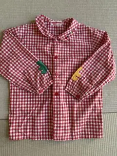 長袖チェックシャツ 赤と白