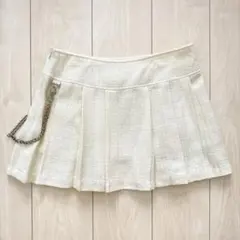コケットコア　グランジ　白　プリーツスカート チェーン付き　ミニスカ　y2k