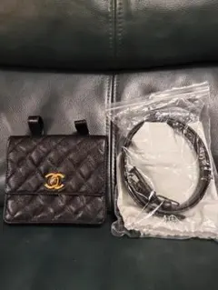 CHANEL　シャネル　マトラッセ　キャビアスキン　ウエストバック