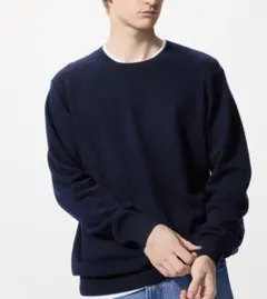 ユニクロ メンズ カシミヤクルーネックセーター Sサイズ ネイビー