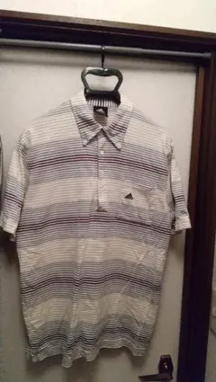 adidas ストライプ ポロシャツ Lサイズ