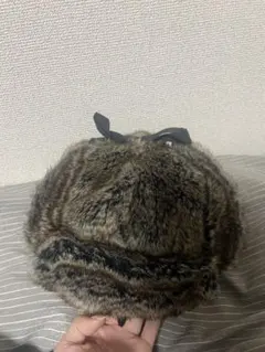 milsa カオリノモリ　CA4LA ブラウン系ファーリボン付きフライトキャップ