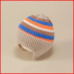 キッズ ニットキャップ ビーニー ベージュ ニット帽 子供 防寒 <F15>