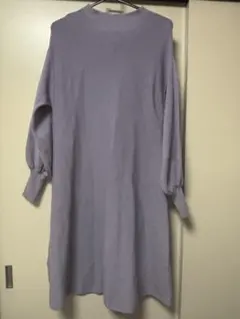 ナチュラルビューティベーシックパープルハイネックワンピース