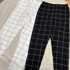 110-125㎝　ユニクロ　格子柄　レギンスパンツ　2枚セット　色違い　双子