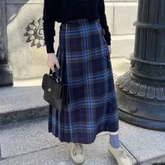 美品✨オニールオブダブリン ウール キルトスカート マキシ丈 チェック プリーツ