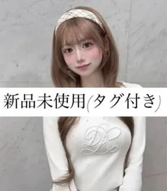 Darich ホワイト エンブロイダリーシグネチャーDRビジューニットトップス