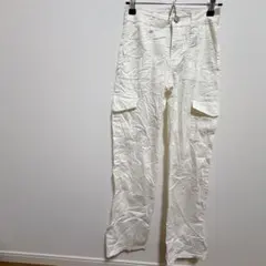 ワークパンツ カーゴパンツ レディース S ホワイト 白 サイズ00 古着