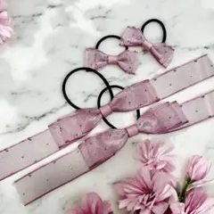 キラキラピンク　リボン　1つ　ミディアム　たらりん