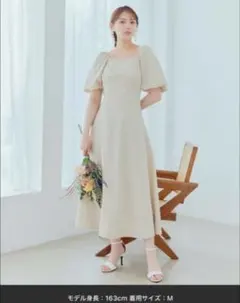 ベージュ マキシ丈 ワンピース M