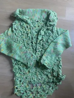 ビンテージ　古着　かぎあみ　クロシェ　ニットカーディガン