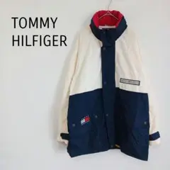 トミーヒルフィガー 90s 古着 ジップアップナイロンジャケット バックロゴ M