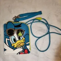 【東京ディズニーランド】ドナルドダック パスケース/コインケース ストラップ付
