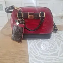 dazzlin 赤黒 ハンドバッグ ピンク クロコダイル