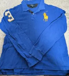 Polo Ralph Lauren 青 長袖ポロシャツ ビッグポニー　160