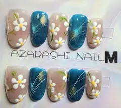 【M-97】花柄ネイルチップ ❤︎マグネット❤︎Mサイズ