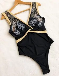 SHEIN ワンピース水着 ブラック Mサイズ 新品 パッド取り外し可能のサムネイル
