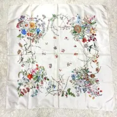 GUCCI グッチ シルク スカーフ 大判 フローラ 花 昆虫 蜻蛉 蝶 ビッグのサムネイル